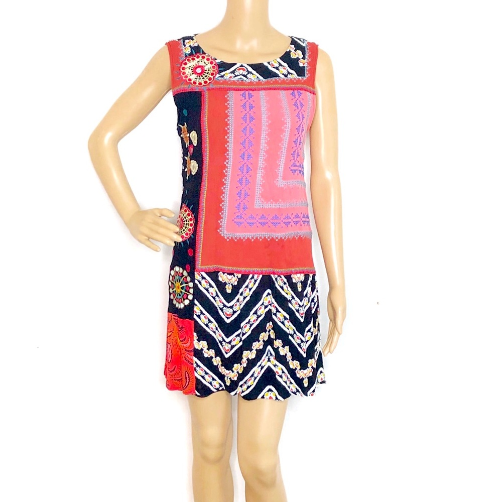 Desigual Creta Sleeveless Patchwork Shift Dress M… - image 1